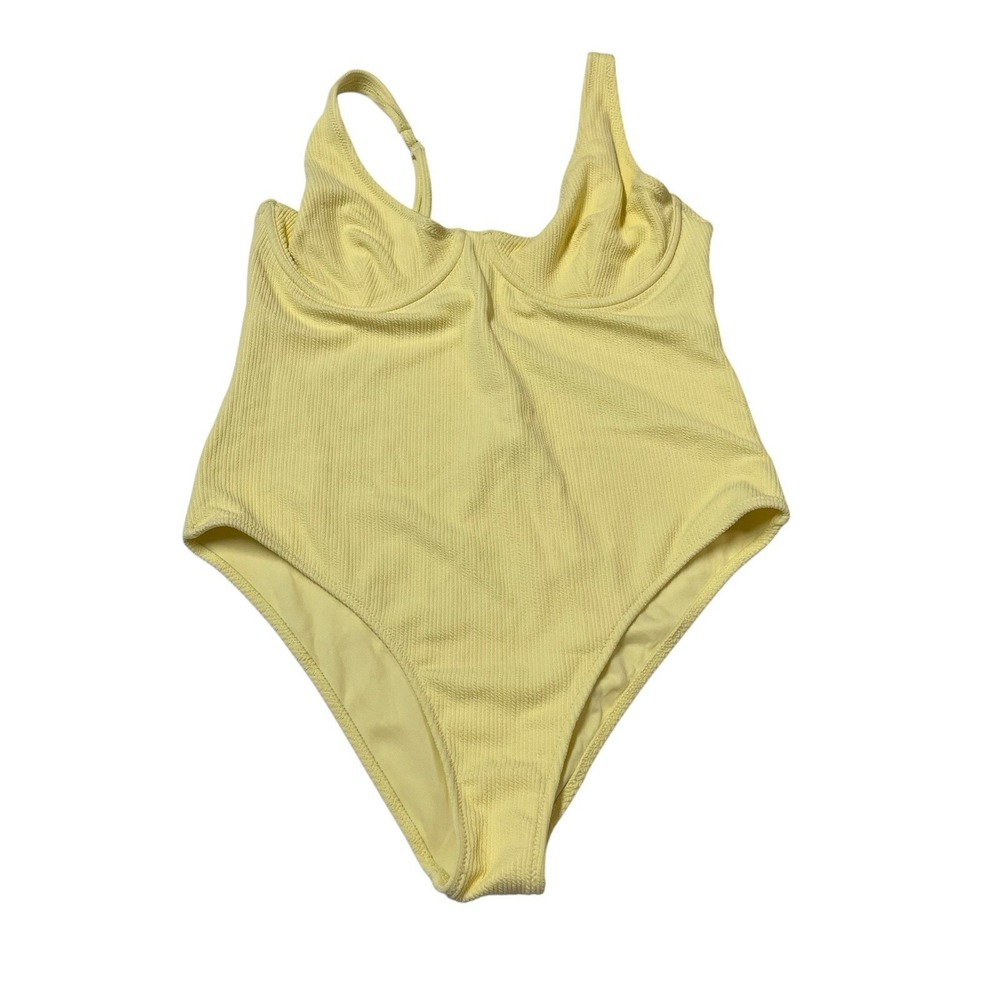 Rhythum Swimsuit Butter Yellow Textured One Piece Underwire XXL Beach Resort